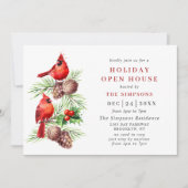 Kardinaal Holly Berry Holiday kerst Open House Kaart (Voorkant)