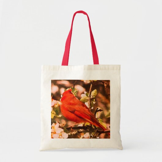 Kardinaal in Apple Blossom Tote Bag (Voorkant)