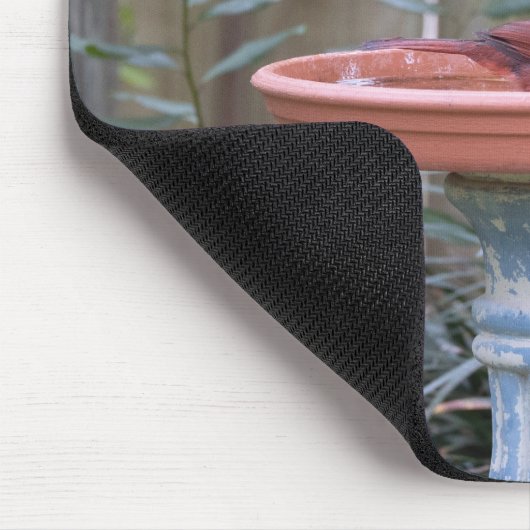 Kardinaal in Birdbath blauw Muismat (Hoek)