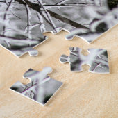 Kardinaal in de besneeuwde bomen legpuzzel (Zijkant)