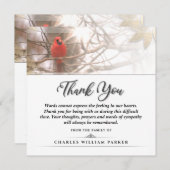 Kardinaal in de boom SQUARE Funeral Hartelijk dank Bedankkaart (Voorkant / Achterkant)