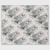 Kardinaal in de bossen cadeauomslag cadeaupapier (Vlak)