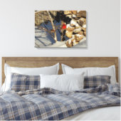 Kardinaal in de sneeuw canvas afdruk (Insitu (Slaapkamer))