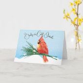 Kardinaal in de sneeuw Eenzame Kerstmis Kaart (Gele Bloem)