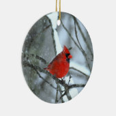 Kardinaal in de sneeuw keramisch ornament (Rechts)