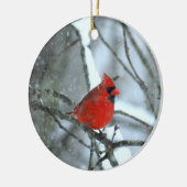 Kardinaal in de sneeuw keramisch ornament (Links)