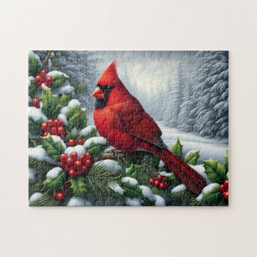 Kardinaal In De Sneeuw Legpuzzel (Horizontaal)