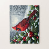 Kardinaal In De Sneeuw Legpuzzel (Verticaal)