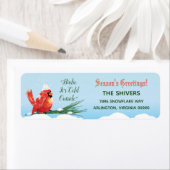 Kardinaal in de sneeuwloze kerstavond etiket (Insitu)