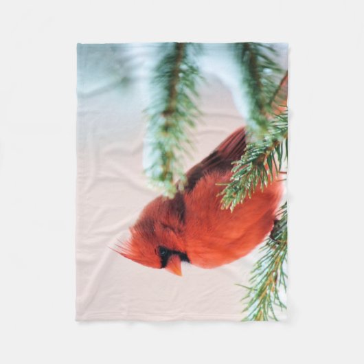Kardinaal in de sneeuwpuin fleece deken (Voorkant)