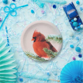 Kardinaal in de sneeuwpuinboom papieren bordje (Feest)