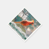 Kardinaal in de voorkant van Pine Tree Winter Servet (Hoek)