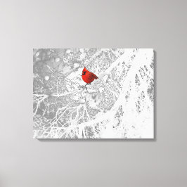 Kardinaal in de winter canvas afdruk