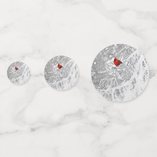 Kardinaal in de winter confetti (Achterkanten)