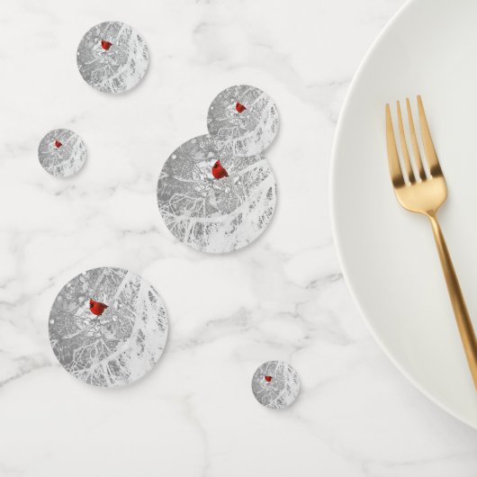 Kardinaal in de winter confetti (Groep)