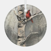 Kardinaal in de winter glas ornament (Voorkant)