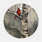 Kardinaal in de winter glas ornament (Achterkant)