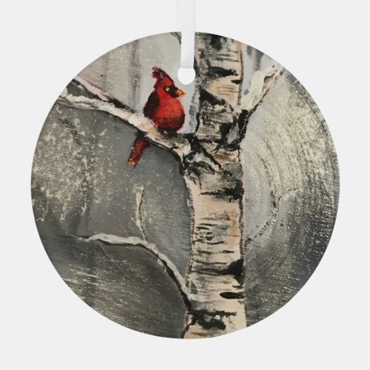 Kardinaal in de winter glas ornament (Achterkant)