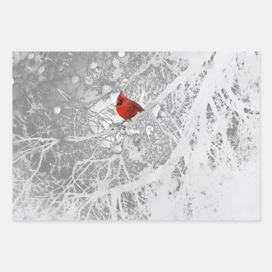 Kardinaal in de winter inpakpapier vel (Voorkant 2)