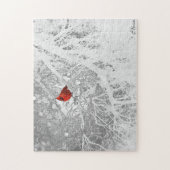 Kardinaal in de winter legpuzzel (Verticaal)