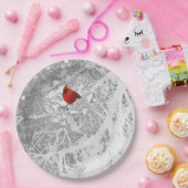 Kardinaal in de winter papieren bordje (Feest)