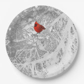 Kardinaal in de winter papieren bordje (Voorkant)