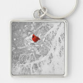 Kardinaal in de winter sleutelhanger (Voorkant)