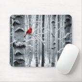 Kardinaal in een berkenbos muismat (Met muis)