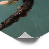 Kardinaal in een bloeiende amandelboom poster (Hoek)