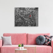 Kardinaal in een boom Uitgerekte Canvas Print (Insitu (Woonkamer))