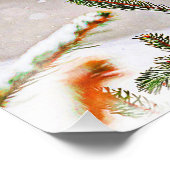 Kardinaal in een dennenboom in de winter foto afdruk (Hoek)