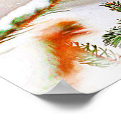 Kardinaal in een dennenboom in de winter poster (Hoek)