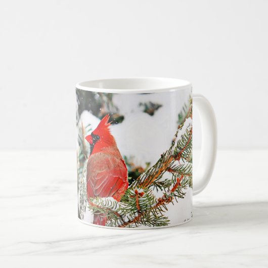 Kardinaal in een dennenboom koffiemok (Voorkant rechts)