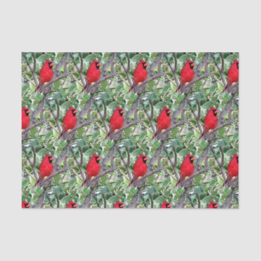 Kardinaal in een Lemon Tree 2 - Weefselpapier Tissuepapier (Voorkant)
