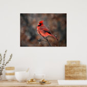 Kardinaal in een Snowstorm Poster (Keuken)