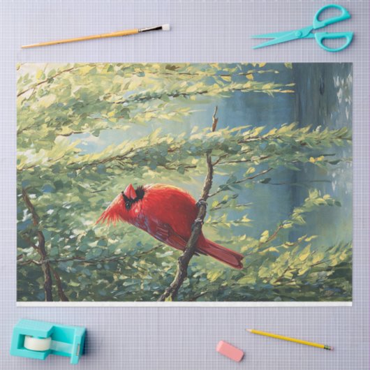 Kardinaal in een Willow Tree Decoupage Tissuepapier (Craft)