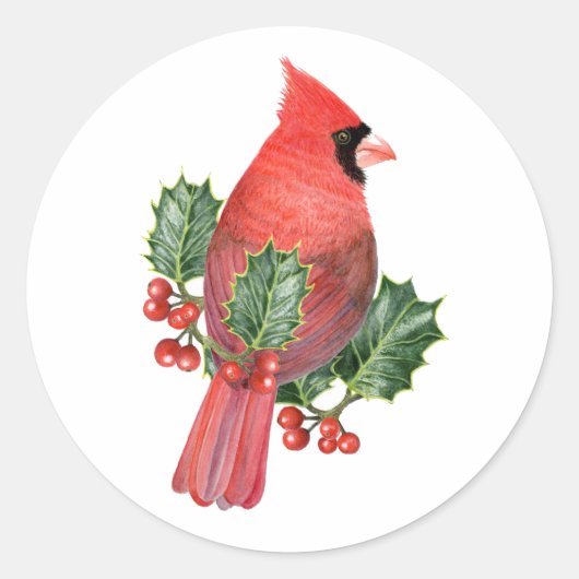 Kardinaal in het Holly Kerst sticker (Voorkant)