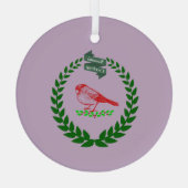 Kardinaal in het midden van de kerstkrans Cer Glas Ornament (Achterkant)