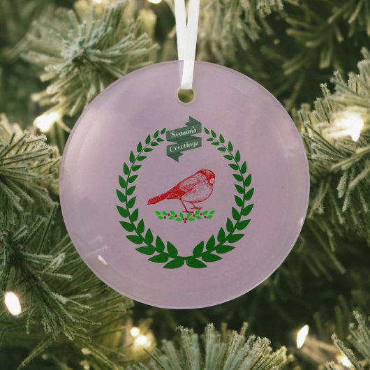 Kardinaal in het midden van de kerstkrans Cer Glas Ornament (Insitu)