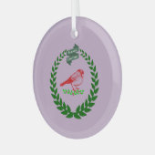 Kardinaal in het midden van de kerstkrans Cer Glas Ornament (Voorkant links)