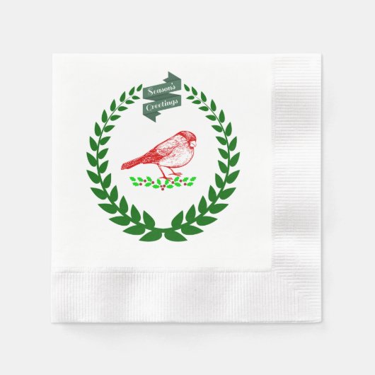 Kardinaal in het midden van de kerstreuze nap servet (Voorkant)