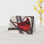 Kardinaal in het Wenskaart van Snow Kaart (Gele Bloem)