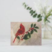 Kardinaal in Holly Struik Briefkaart (Staand voorkant)
