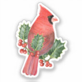 Kardinaal in Holly Vinyl Sticker (Voorkant)