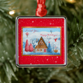 Kardinaal in landschap aanpassen metalen ornament