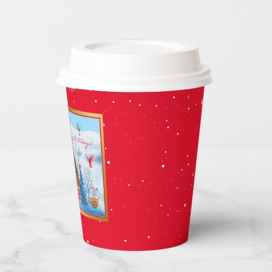 Kardinaal in landschap aanpassen papieren bekers (Links)