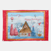 Kardinaal in landschap aanpassen theedoek (Horizontaal)