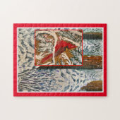 Kardinaal in sneeuw legpuzzel (Horizontaal)