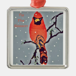 Kardinaal in Snowfall Metalen Ornament