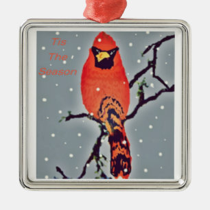 Kardinaal in Snowfall Metalen Ornament
